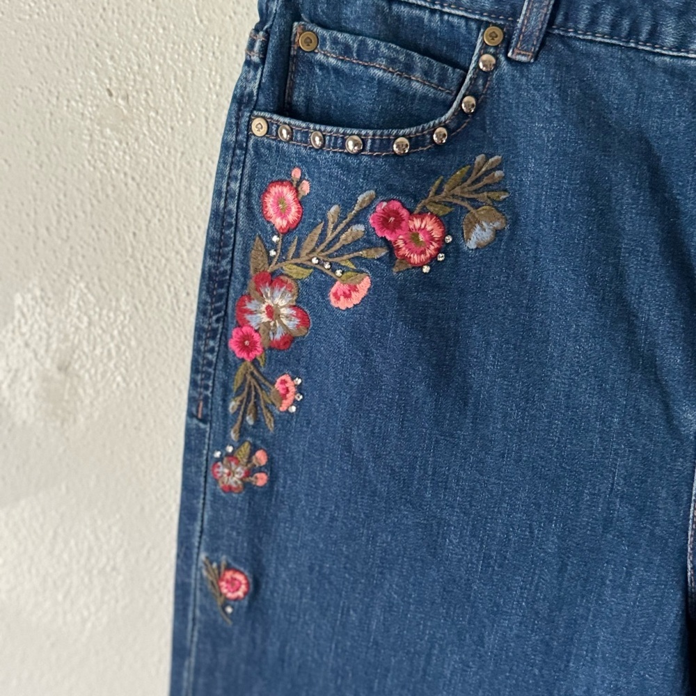 Kate Spade Broome St Ditsy Floral Embroidered Raw Hi Rise Cropped Jeans Sz 29 - Picture 4 of 16